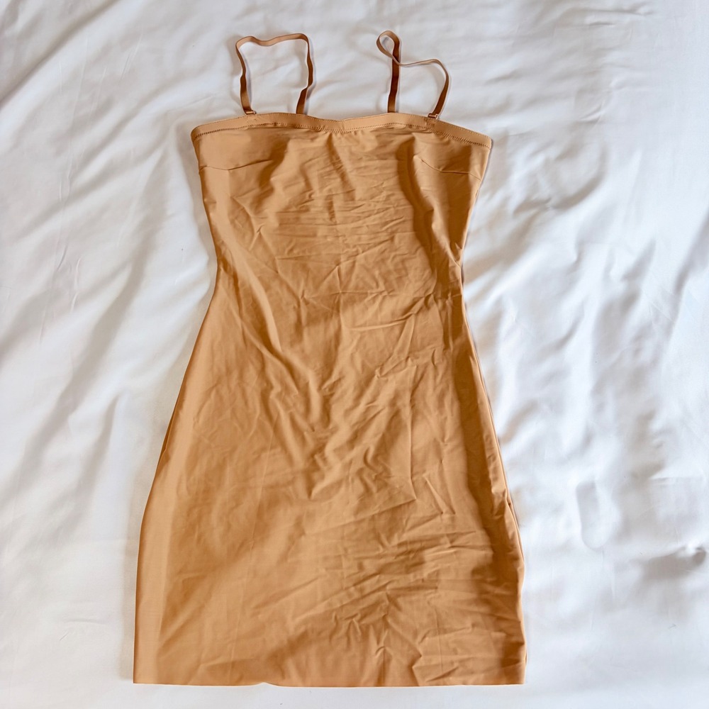 Assets by Spanx Tan Nude Body Shaping Slip Dress Medium Adjustable Straps